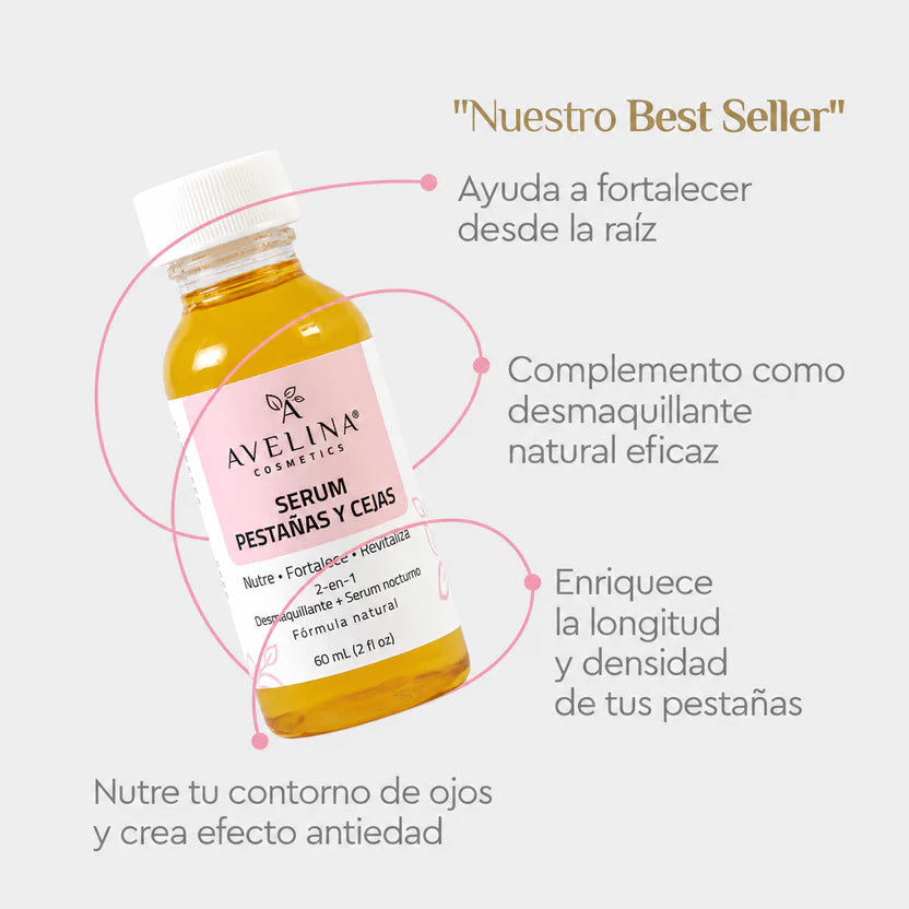 Serum Avelina™ Regeneración Intensa para Cejas y Pestañas Crece 3x Más Denso