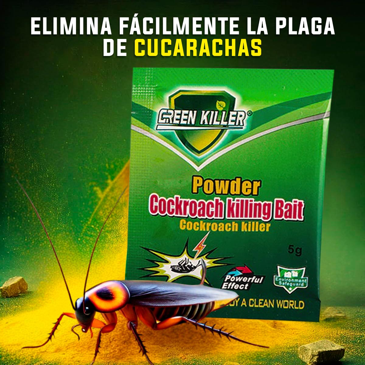 Ultra Mata Cucarachas™ Un tratamiento efectivo que las elimina desde el nido y evita que regresen.🎁CAJA X 50 SOBRES