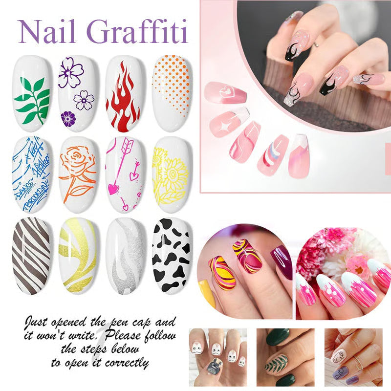 🎁¡Oferta especial! ⏳Nail Art™ Set de 12 rotuladores para decoración de uñas