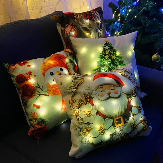 Set de 4 Fundas Navideñas con Micro-LED: Ilumina tu Hogar en esta navidad🎄