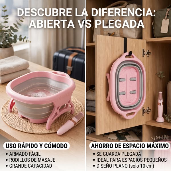 Spa Hidromasaje Plegable 3-en-1™ Relajación profunda en minutos, Calor constante , burbujas y masaje