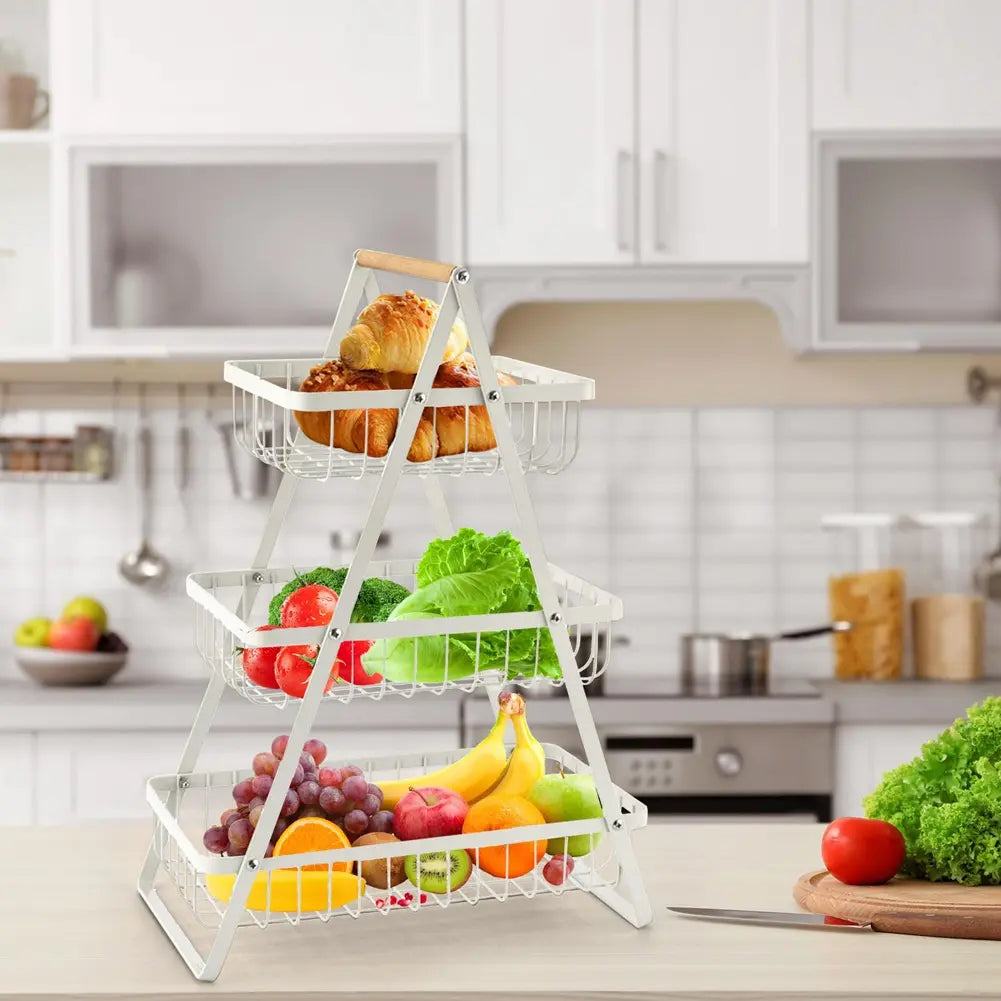 Frutero de acero 3 niveles ¡No más desorden en tu cocina! El frutero que transformará tu espacio.