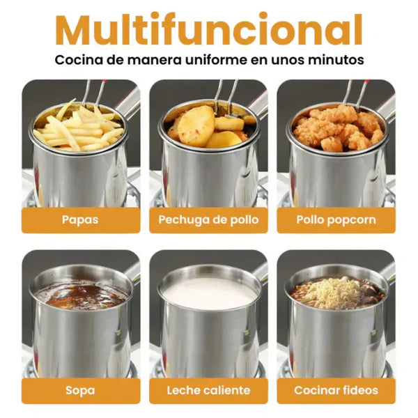 Olla freidora de acero inoxidable con colador™