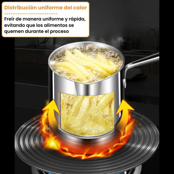 Olla freidora de acero inoxidable con colador™