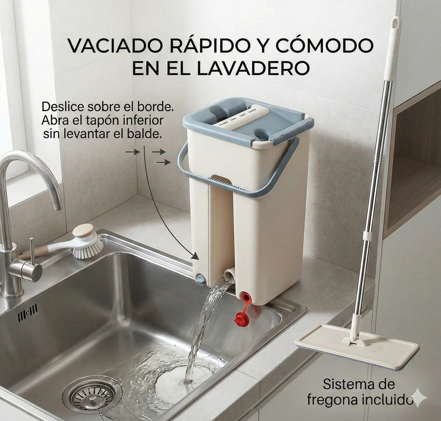 COMBO DE LIMPIEZA TRAPERO DE MICROFIBRA + BALDE 2 EN 1 (ESCURRE Y LAVA)