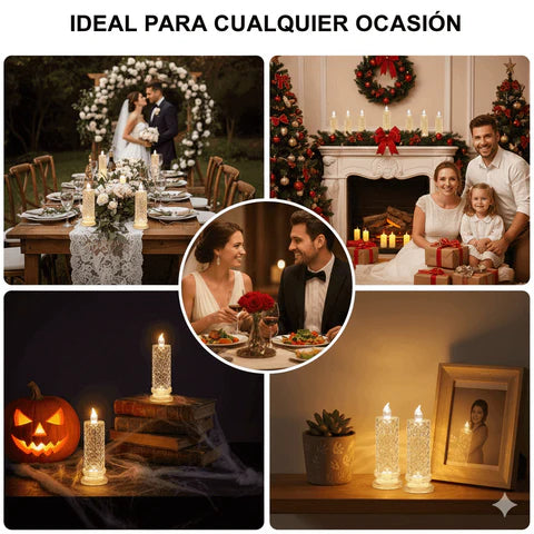 🎁SET X  2  LAMPARAS VELAS LED DE CRISTAL™