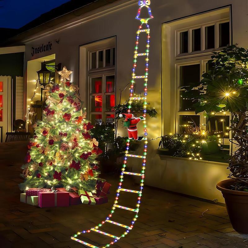 🎅✨ Escalera Navideña LED 2 metros con Papá Noel Decorativo 30 cm