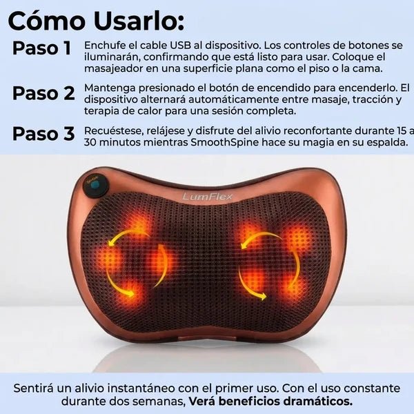 Masajeador con Infrarrojo™ Elimina el dolor por problemas discales y la rigidez matutina sin cirugía, en solo 15 minutos al día