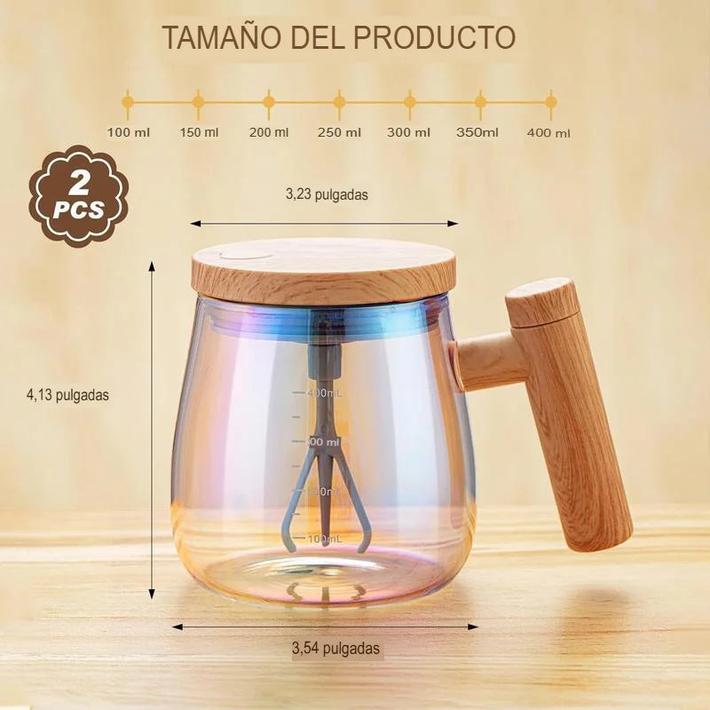 MUG MEZCLADOR DE VIDRIO 400ml RECARGABLE (PREMIUM)