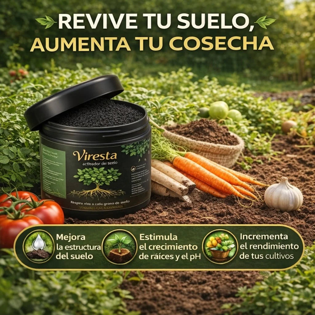 VIRESTA PODER DE RAÍZ™ Activador natural de suelo para plantas más fuertes y sanas. (300Gr)