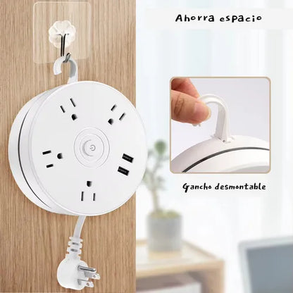 Extensión Multicarga Retráctil 1,8 metros — Carga TODO sin enredos, sin reguero y sin estrés