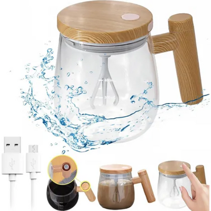 MUG MEZCLADOR DE VIDRIO 400ml RECARGABLE (PREMIUM)