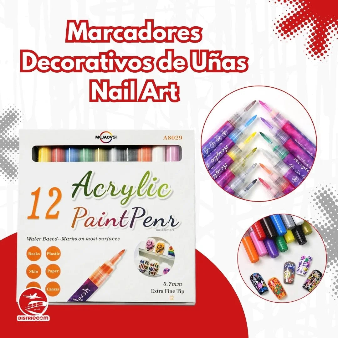 🎁¡Oferta especial! ⏳Nail Art™ Set de 12 rotuladores para decoración de uñas