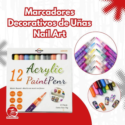 🎁¡Oferta especial! ⏳Nail Art™ Set de 12 rotuladores para decoración de uñas