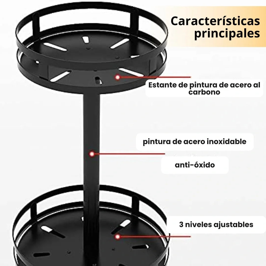 Organizador de almacenamiento metálico giratorio de 360° (3 niveles)™