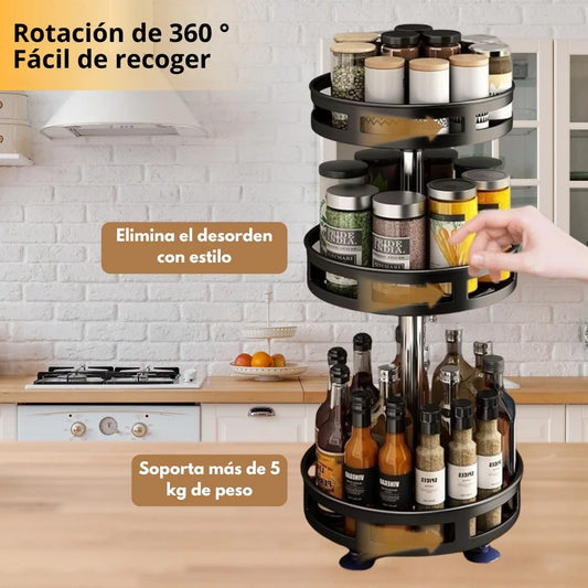 Organizador de almacenamiento metálico giratorio de 360° (3 niveles)™
