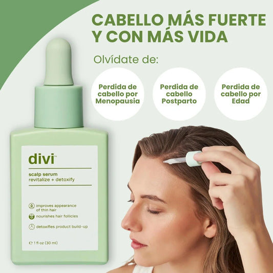 ¡Recupera tu cabello con suero Divi™! No tienes por qué vivir con la caída de cabello y el cuero cabelludo destrozado
