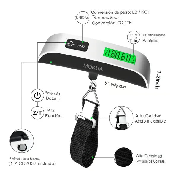 ✈️ Báscula Digital 50 kg – Viaja sin Sobrecostos
