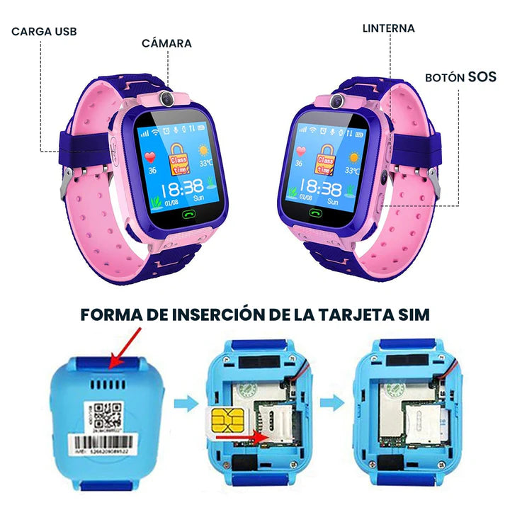 RELOJ INTELIGENTE Q12™ PARA NIÑOS (SU SEGURIDAD ES PRIMERO)