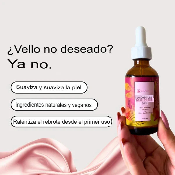 Cyperus Rotundus Oil™ Elimina  vellos no desados, puntos encarnados , reduce  la irritación y mejorar la textura de la piel.