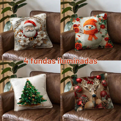 Set de 4 Fundas Navideñas con Micro-LED: Ilumina tu Hogar en esta navidad🎄