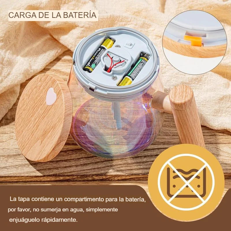 MUG MEZCLADOR DE VIDRIO 400ml RECARGABLE (PREMIUM)