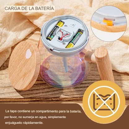 MUG MEZCLADOR DE VIDRIO 400ml RECARGABLE (PREMIUM)