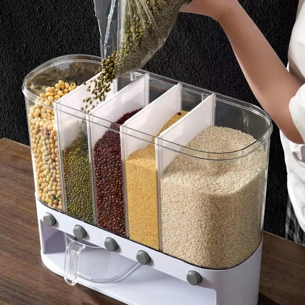 DISPENSADOR DE GRANOS 5 EN 1 + 🎁REGALO PORCIONADOR + ENVÍO GRATIS