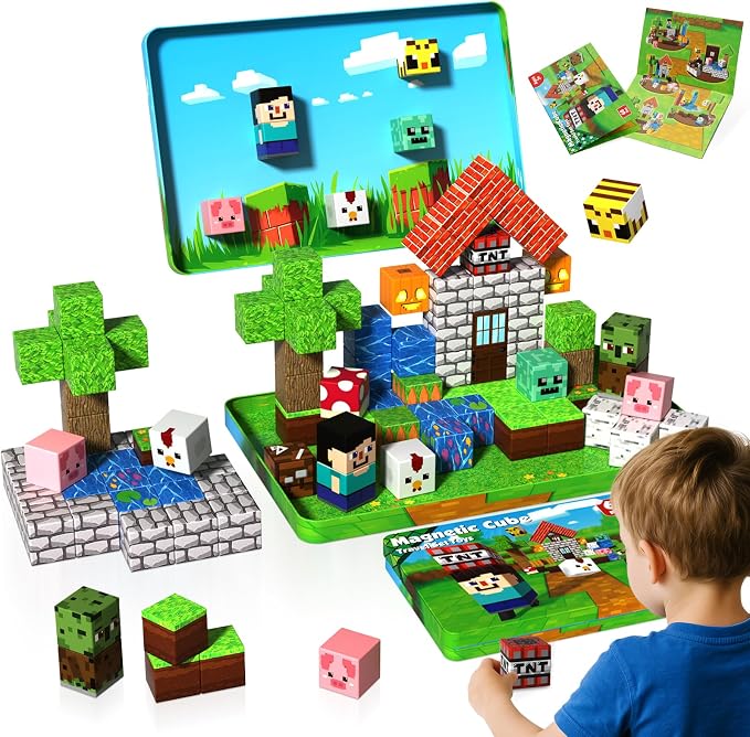 Minecraft Mundo Magnetico™ 60 Pzs +  Caja metálica.