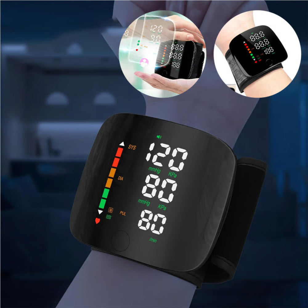 Monitor digital de presión arterial de muñeca™ + 🎁 libro electrónico GRATIS sobre alimentos para la presión arterial alta. ¡Pídalo hoy!