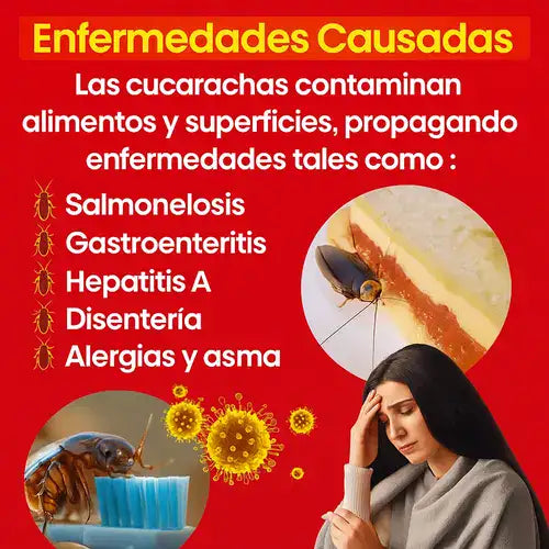 Ultra Mata Cucarachas™  Un tratamiento efectivo que las elimina desde el nido y evita que regresen.🎁CAJA X 50 SOBRES
