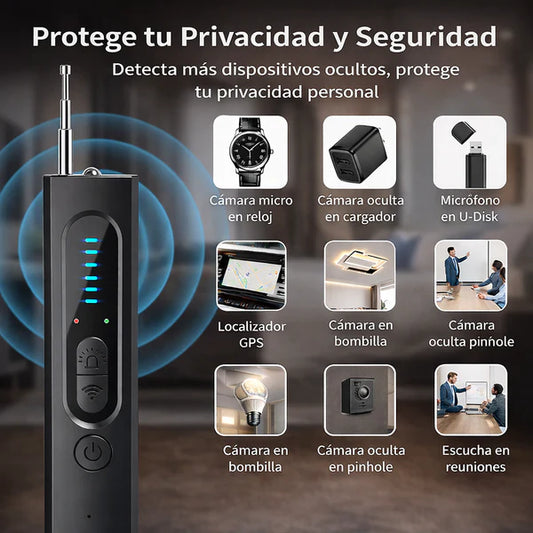 Detector de cámaras ocultas (de grado militar, con detección de seguimiento por radiofrecuencia y GPS integrada