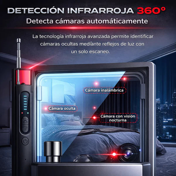 Detector de cámaras ocultas (de grado militar, con detección de seguimiento por radiofrecuencia y GPS integrada