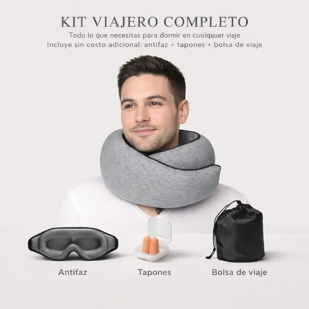 Almohada de viaje™ +🎁OBSEQUIO Anifaz+tapones para los oidos🎁 Llega siempre a tu destino relajado y descansado.