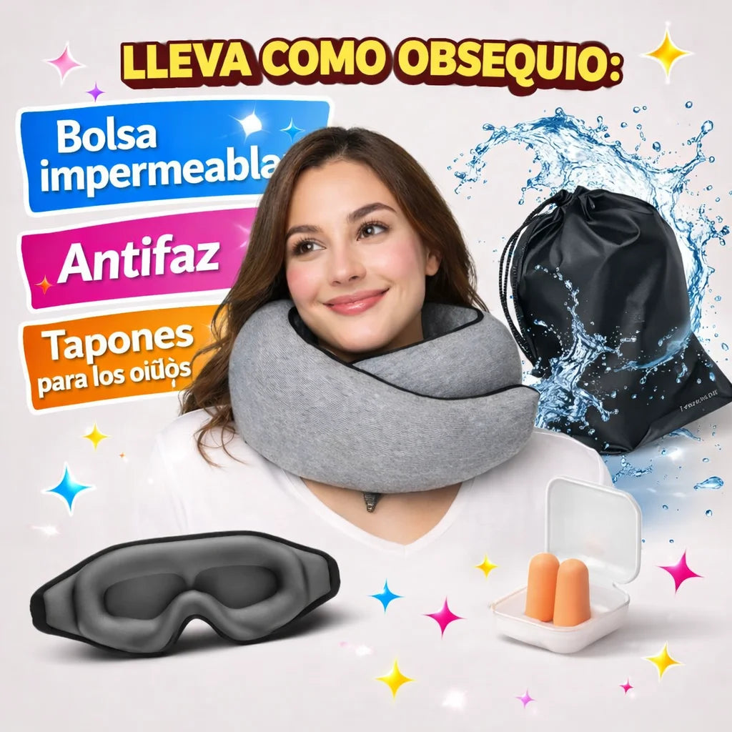 Almohada de viaje™ +🎁OBSEQUIO Anifaz+tapones para los oidos🎁 Llega siempre a tu destino relajado y descansado.