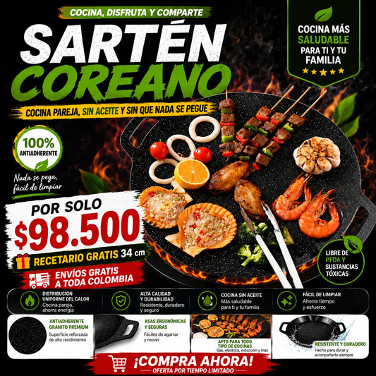 Sartén Multifuncional Coreana™ 🍳✨ – Antiadherente Premium