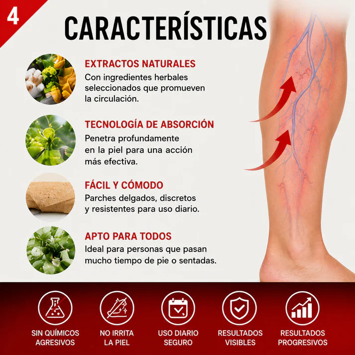 VenoCalm™ X2 Paq Alivio para piernas cansadas (Cada Paquete contiene 12 unidades En total LLEVA 24 PARCHES PARA VÁRICES)