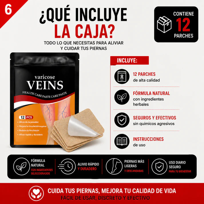 VenoCalm™ X2 Paq Alivio para piernas cansadas (Cada Paquete contiene 12 unidades En total LLEVA 24 PARCHES PARA VÁRICES)