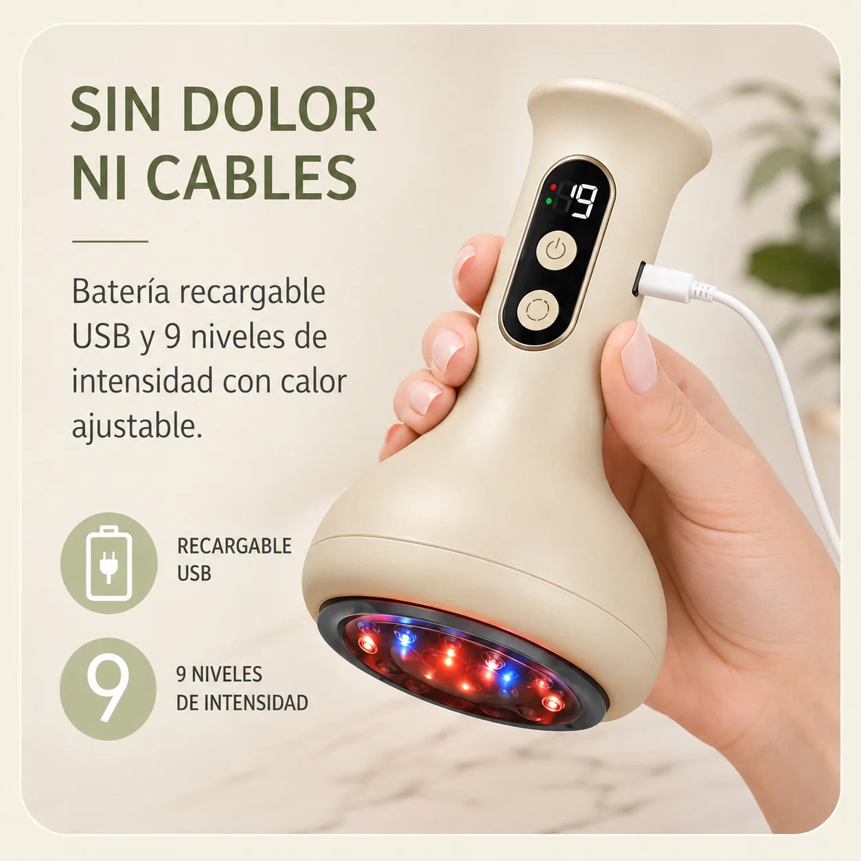 Masajeador Anticelulítico Skintec® Combina succión y calor terapéutico para reducir la grasa localizada y tonificar.
