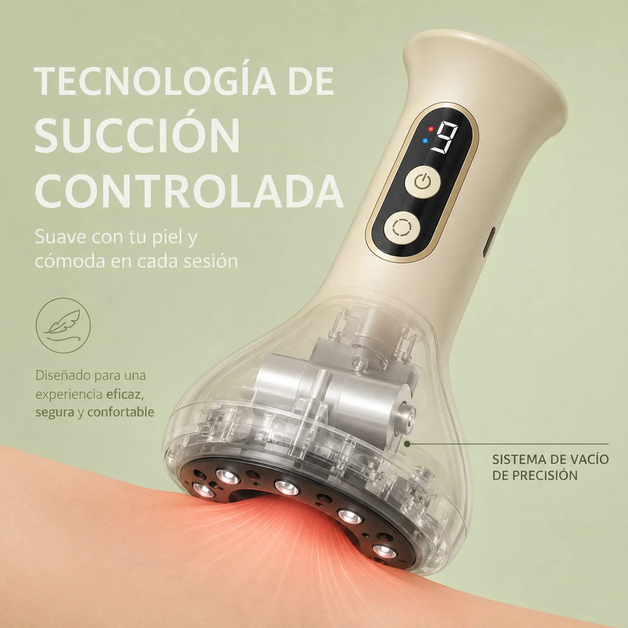 Masajeador Anticelulítico Skintec® Combina succión y calor terapéutico para reducir la grasa localizada y tonificar.