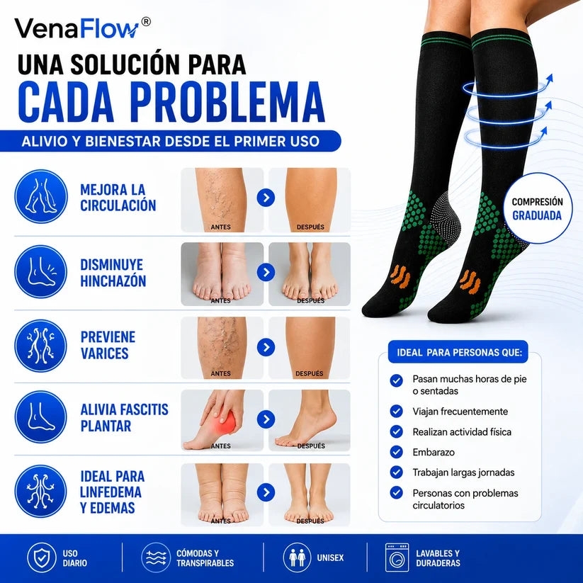 VenaFlow™ - Medias de Compresión Neuropatía, Várices, Piernas Hinchadas