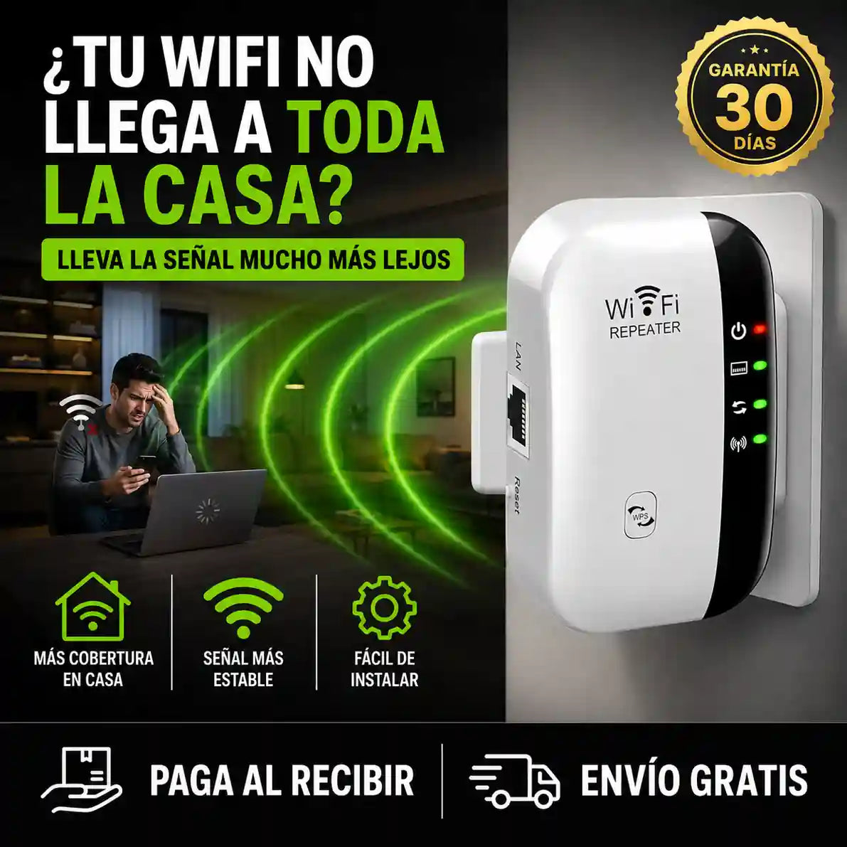 Repetidor WiFi Hogar – Amplía tu Cobertura – Señal Estable en Toda la Casa