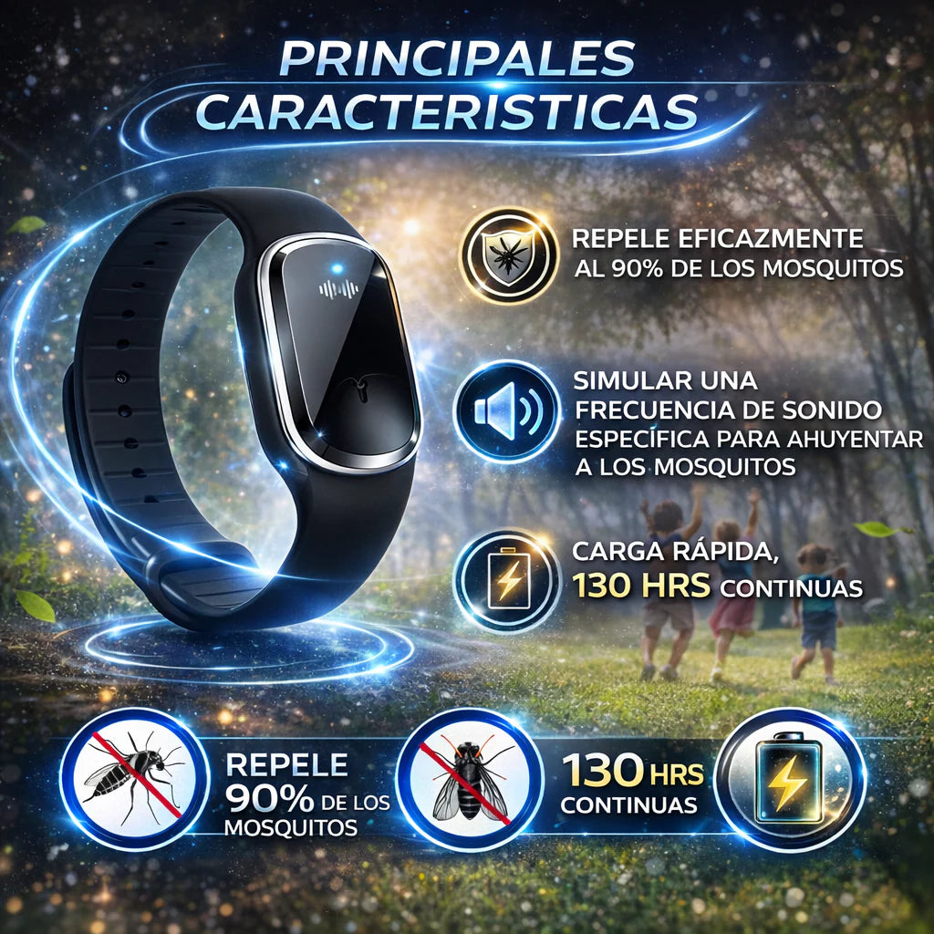 Pulsera Repelente De Mosquitos Ultrasónico Impermeable - SonicShield PRO™