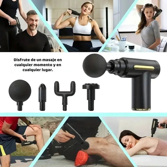 Masajeador corporal™  con 4 cabezales reemplazables (alivia los músculos doloridos, reduce la rigidez y alivia la tensión)