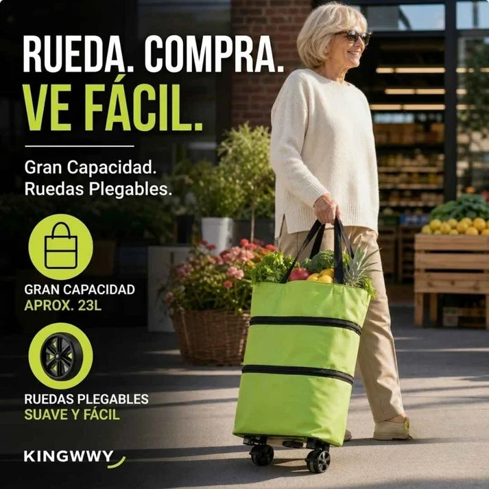 Carrito de mercado plegable con ruedas™ Ligero, Ultra Resistente y Adiós a las Bolsas Pesadas 🛍️