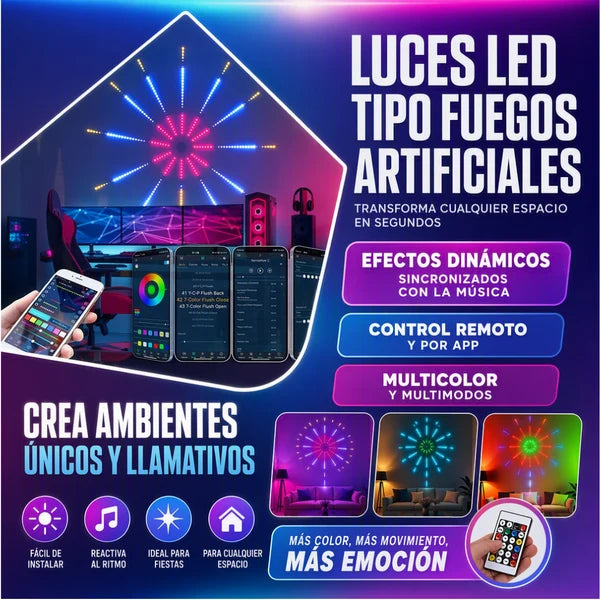 LUZ LED TIPO FUEGO ARITFICIAL BLUETOOTH™