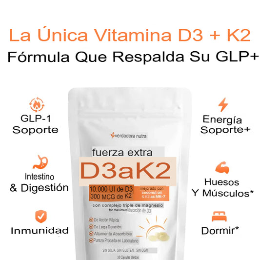 Vitamina D3 y K2 90cápsulas blandas™ En dosis clínicas + magnesio y aceite de coco para una máxima absorción.