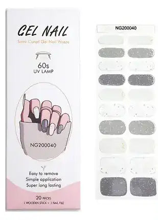 PEGATINAS UÑAS EN GEL SEMICURADAS  20 UNID + 🎁LAMPARA UV