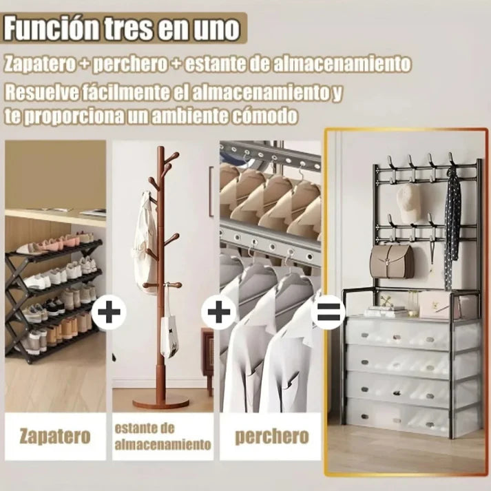 Zapatero Perchero Organizador Metálico Guardapolvo 4 Niveles