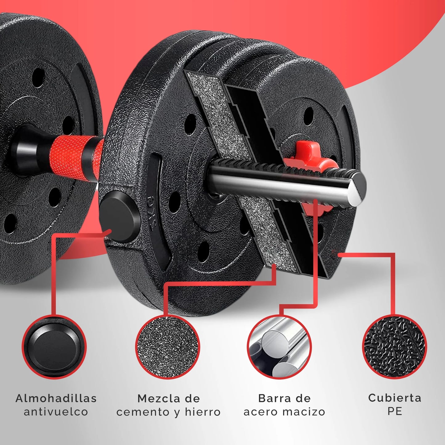 Kit De Pesa Mancuerna Ajustable 20KG